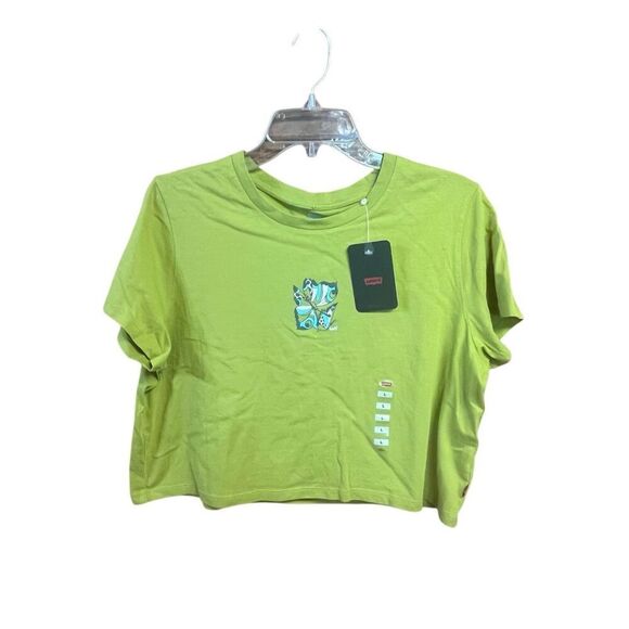 Levi Womans Crop Tee Sz L Green NWT - Picture 1 of 7